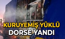 Kuruyemiş yüklü dorse yandı