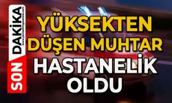 Yüksekten düşen muhtar hastanelik oldu