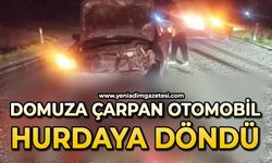 Domuza çarpan otomobil hurdaya döndü: 1 yaralı