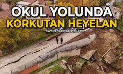 Okul inşaatının yanında yol çöktü