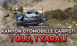 Kamyon otomobille çarpıştı: 1 ölü, 1 yaralı