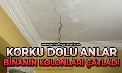 Bir binanın kolonları çatladı: Aileler korkuyla evi tahliye etti