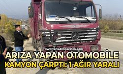 Arıza yapan otomobile kamyon çarptı: 1 ağır yaralı