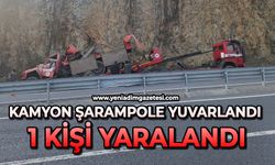 Kamyon şarampole yuvarlandı: 1 kişi yaralandı