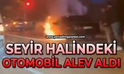 Yeyir halindeki otomobil alev aldı