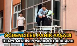 Öğrenciler panik yaşadı: İtfaiye merdiven yardımı ile kurtardı