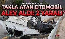 Takla atan otomobil alev aldı: 2 yaralı