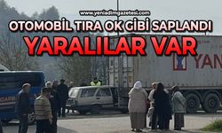 Otomobil tıra ok gibi saplandı: Yaralılar var