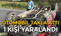 Düz yolda direksiyon hakimiyetini kaybetti, takla attı: 1 yaralı