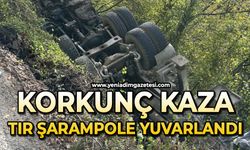 Korkunç kaza: Tır şarampole yuvarlandı