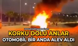 Korku dolu anlar: Otomobil bir anda alev aldı