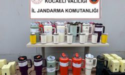 Piyasa değeri yüksek ünlü markaya ait 100 termos ele geçirildi