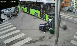 Belediye otobüsü ile motokurye çarpıştı