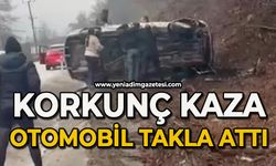 Kontrolden çıkan araç, takla attı