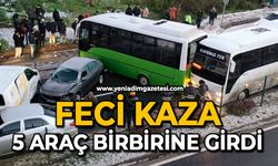 Feci kaza: 5 araç birbirine girdi