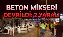 Beton mikseri devrildi: 2 yaralı