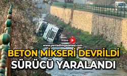 Beton mikseri devrildi: Sürücü yaralandı