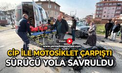 Cip ile motosiklet çarpıştı: Sürücü yola savruldu