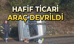 Devrilen hafif ticari aracın sürücüsü yaralandı