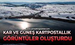 Kar ve güneş kartpostallık görüntüler oluşturdu