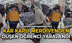 Kar kaplı merdivenden düşen öğrenci yaralandı