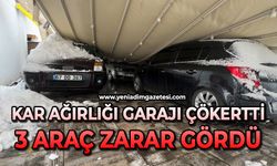 Kar ağırlığı garajı çökertti: 3 araç zarar gördü