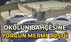 Okul bahçesine yorgun mermi düştü