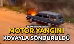 Motor yangını kovayla söndürüldü