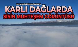 Karlı dağlarda sis güzel görüntü oluşturdu