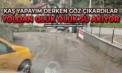 Kaş yapayım derken göz çıkarttılar: Yoldan oluk oluk su akıyor