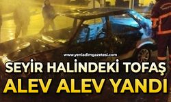 Seyir halindeki Tofaş alev alev yandı