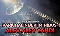 Park halindeki minibüs alev alev yandı