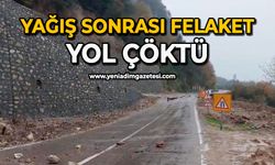 Yağış sonrası felaket: Yol çöktü