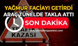 Yağmur faciayı getirdi: Araç tünelde takla attı