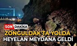 Zonguldak'ta yolda heyelan meydana geldi