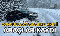Zonguldak’ta kar felaketi: Araçlar kaydı