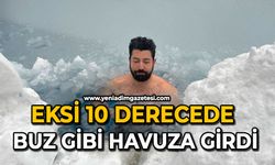 Eksi 10 derecede buz gibi havuza girdi