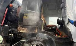 Çekicide çıkan yangını itfaiye söndürdü