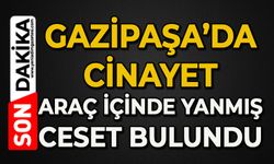 Gazipaşa'da araç içerisinde yanmış halde ölü bulundu