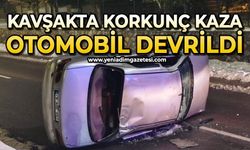 Kavşakta korkunç kaza: Otomobil devrildi