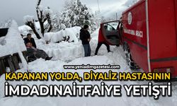 Kardan kapanan yolda diyaliz hastasının imdadına itfaiye yetişti