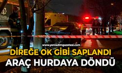 Direğe ok gibi saplandı: Araç hurdaya döndü