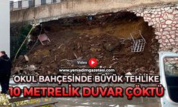 Okul bahçesinde büyük tehlike: 10 metrelik duvar çöktü