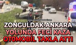 Zonguldak-Ankara karayolunda korkunç kaza: Otomobil takla attı