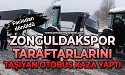 Zonguldakspor taraftarlarını taşıyan otobüs kaza yaptı