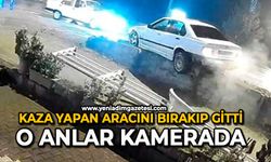 Kaza yapan aracını bırakıp gitti: O anlar kamerada