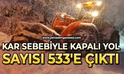 Kar sebebiyle kapalı yol sayısı 533'e çıktı
