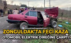 Zonguldak’ta feci kaza: Otomobil elektrik direğine çarptı