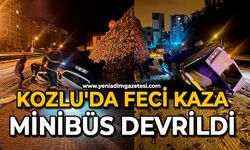 Kozlu'da feci kaza: Minibüs devrildi