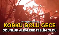 Korku dolu gece: Odunluk alevlere teslim oldu
